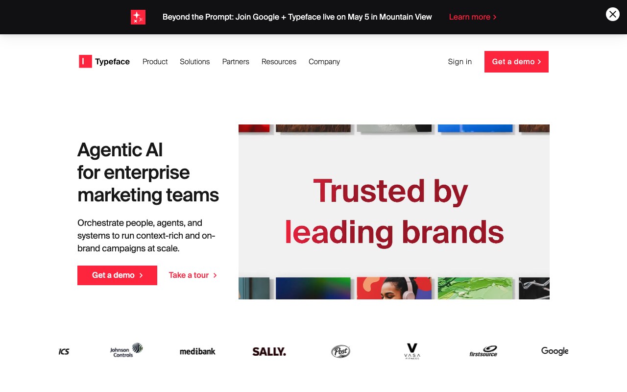 Screenshot der Typeface-Website