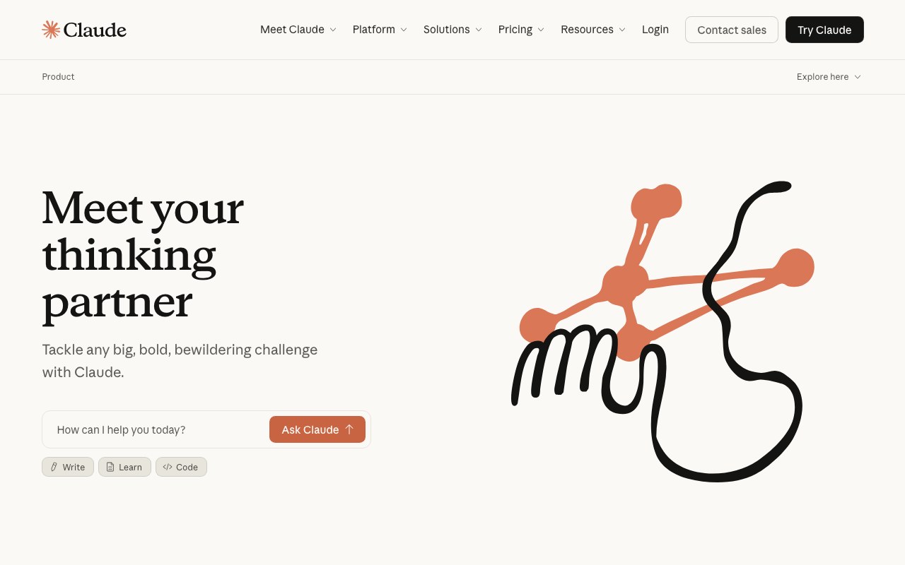 Screenshot der Claude-Website