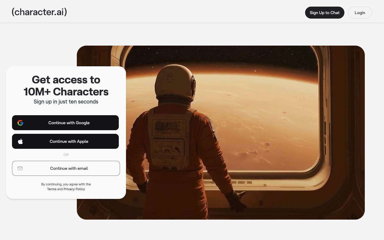 Screenshot der Character.AI-Website