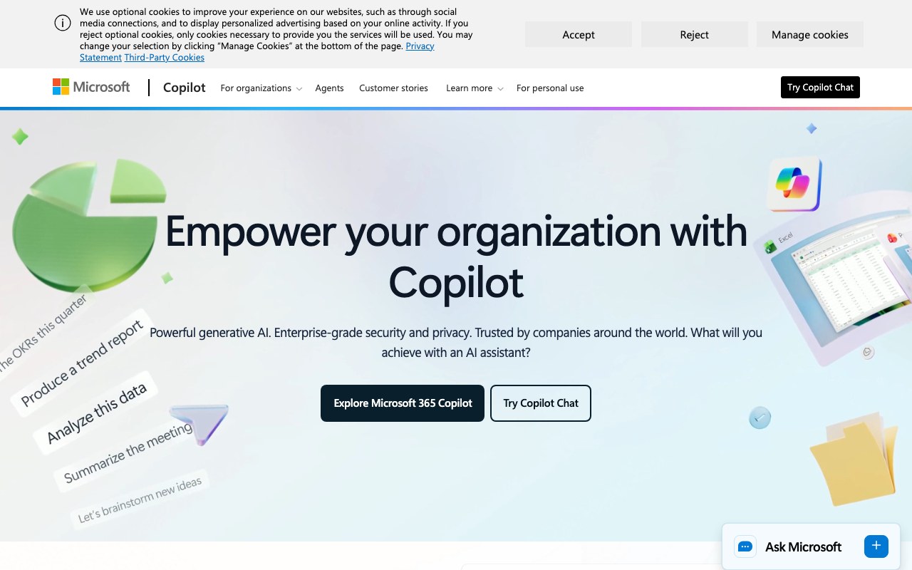 Screenshot der Microsoft Copilot-Website