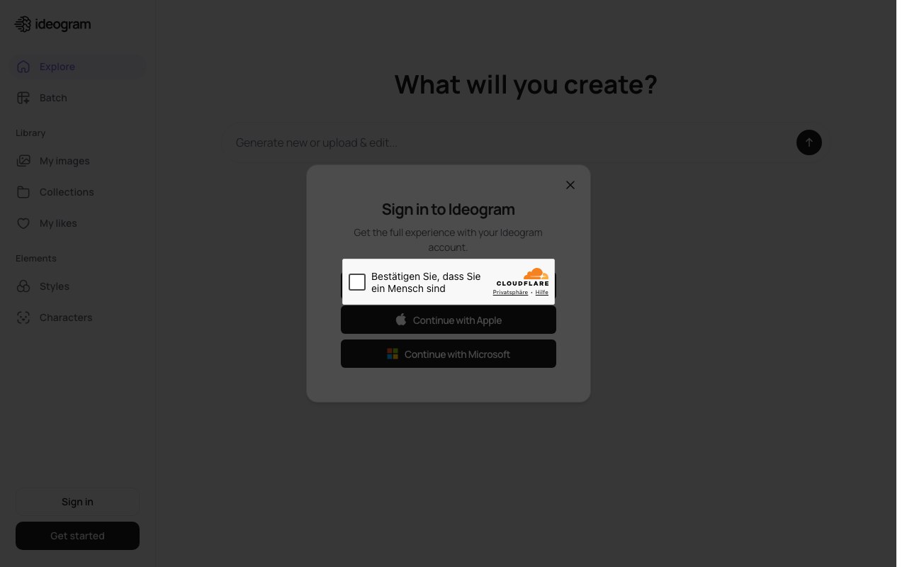 Screenshot der Ideogram-Website
