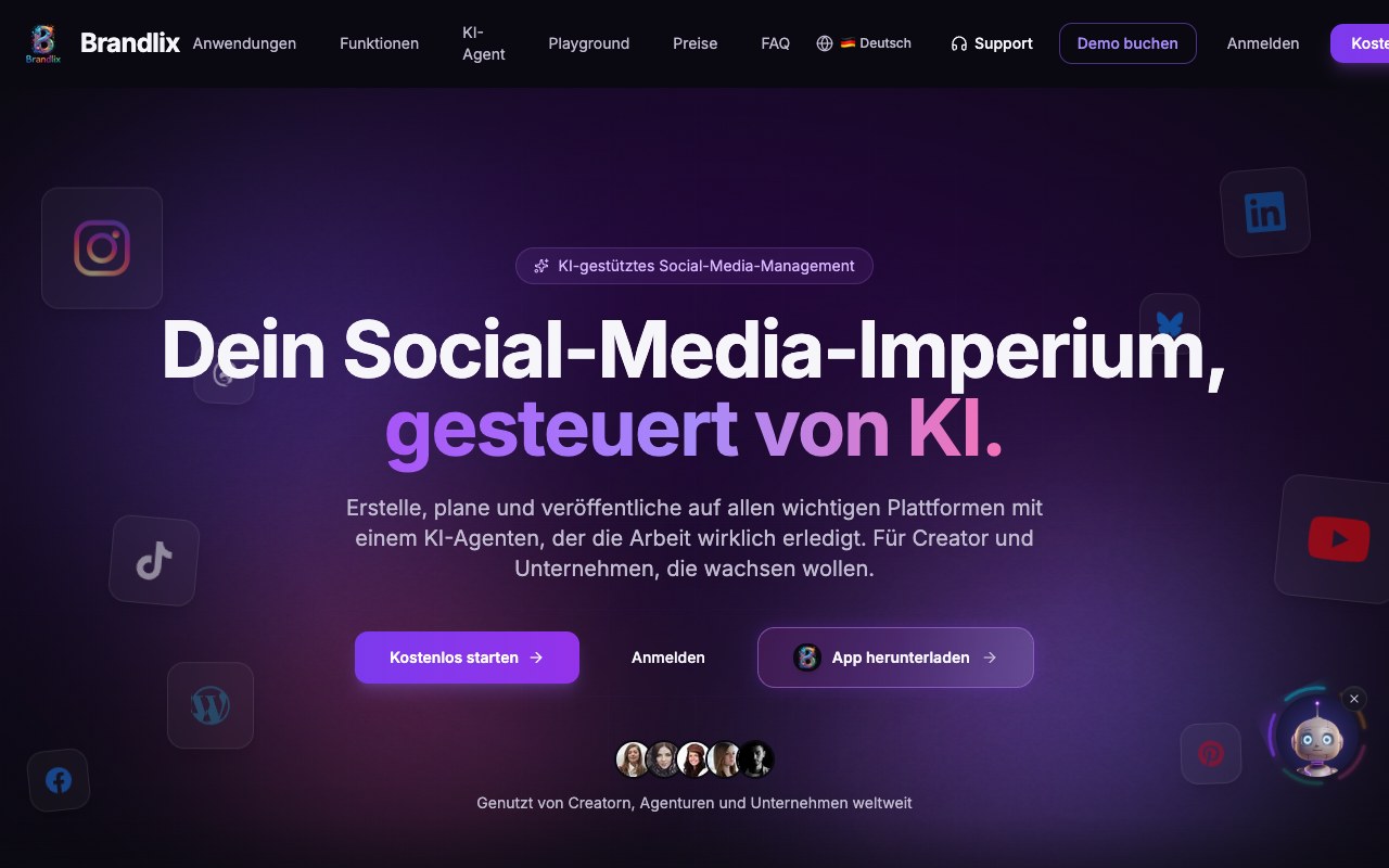 Screenshot der Brandlix-Website