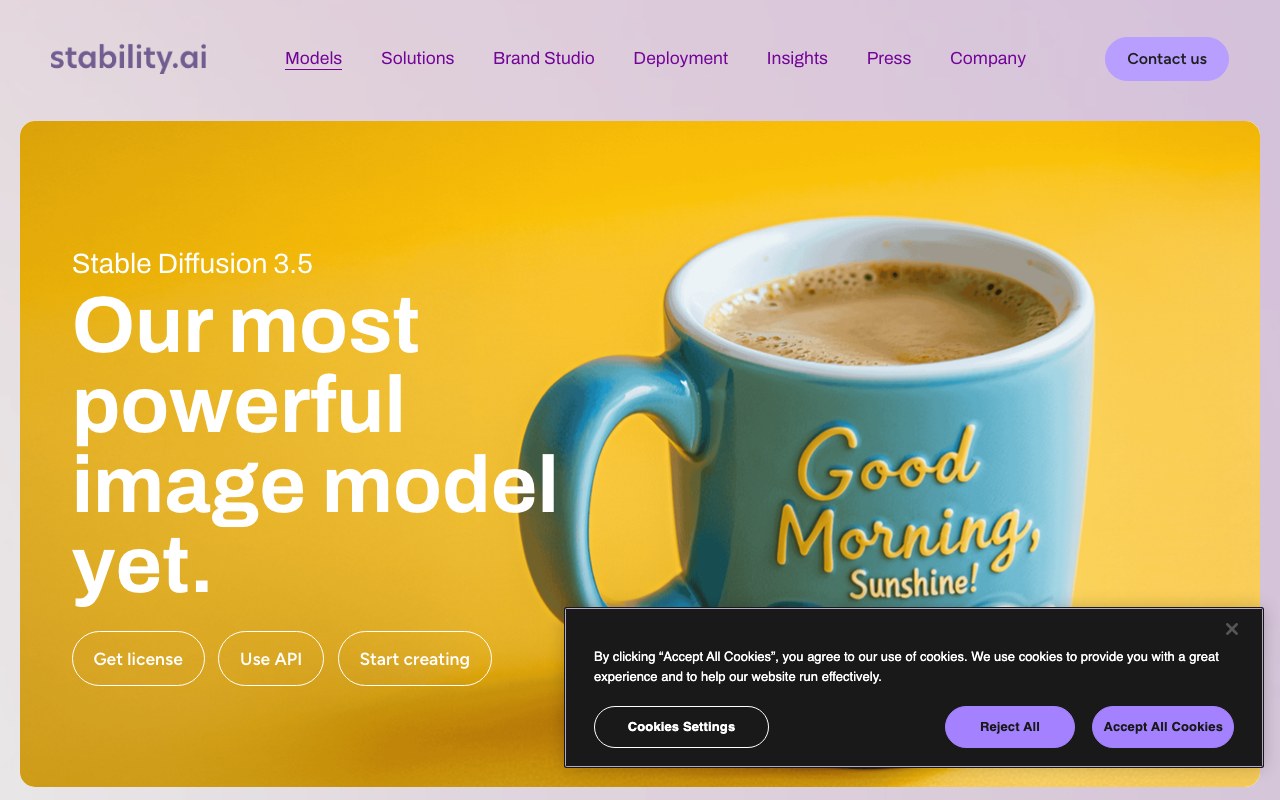 Screenshot der Stable Diffusion-Website