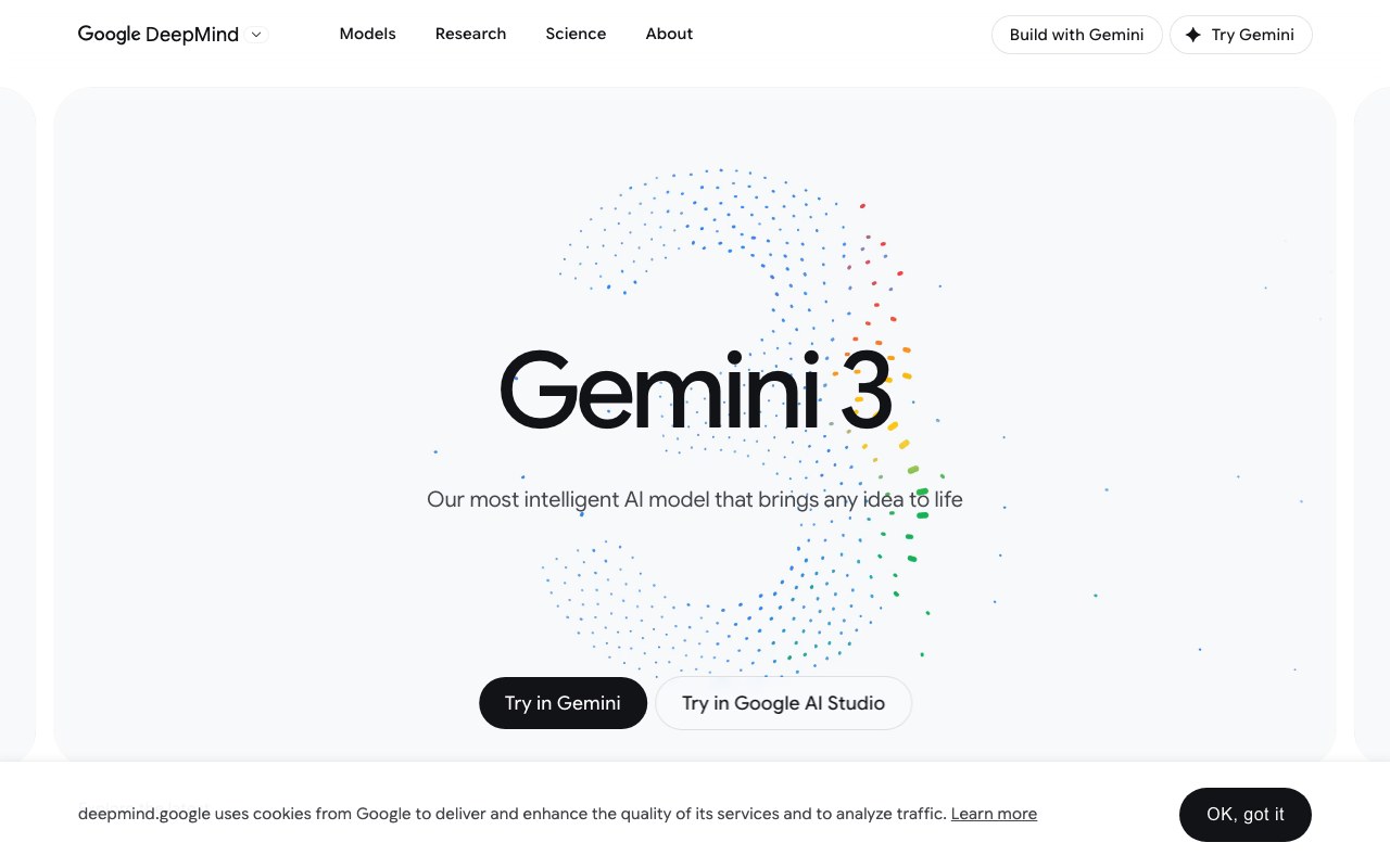 Screenshot der Gemini-Website